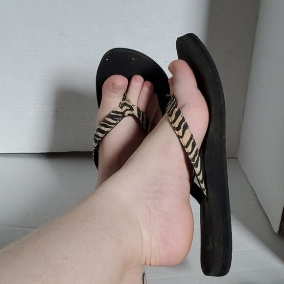 Sanuk Sandals Flip Flops Shoes Tongs Zebra Print SHOES Women's WOMAN'S Size 8 - Picture 14 of 14